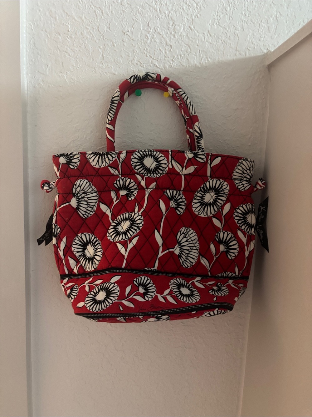 Vera Bradley Red, White and Black Quilted Floral Tote